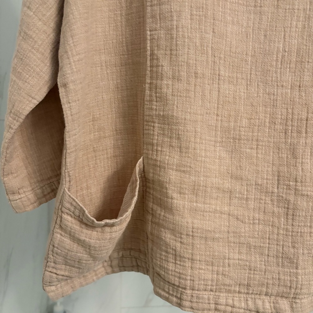Eileen Fisher Rustic Organic Linen Cotton Doubleweave Top XS Beige - Picture 4 of 5